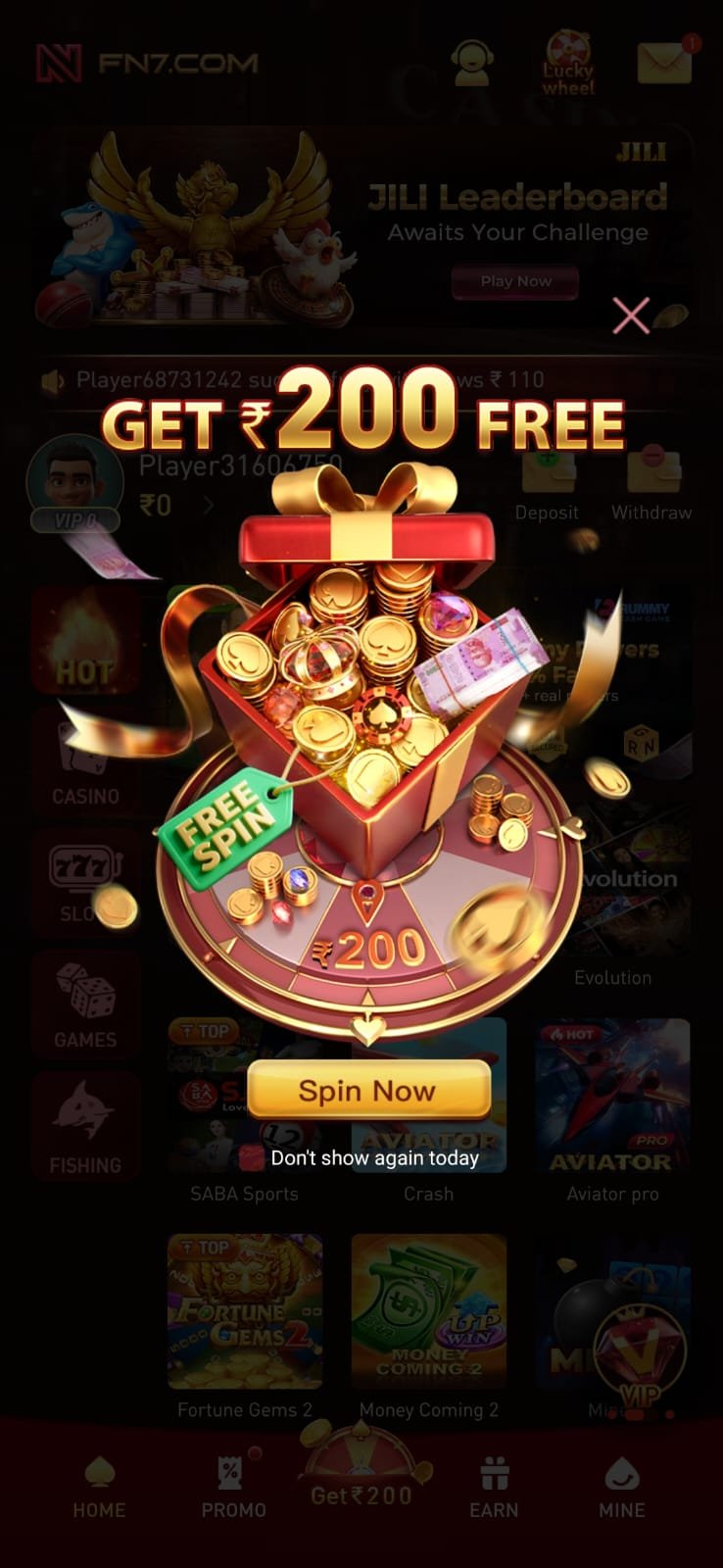 FN7 Game bonus and rewards section