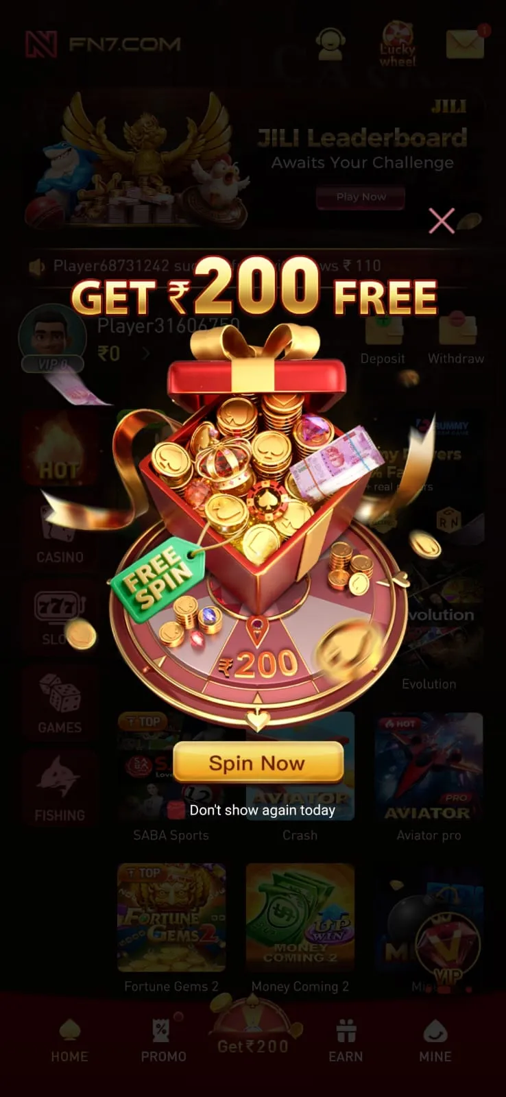 FN7 Game bonus and rewards section